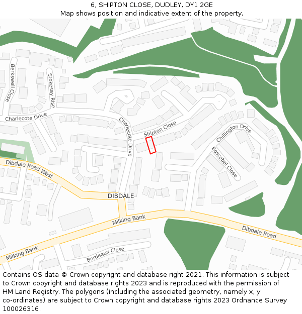 6, SHIPTON CLOSE, DUDLEY, DY1 2GE: Location map and indicative extent of plot