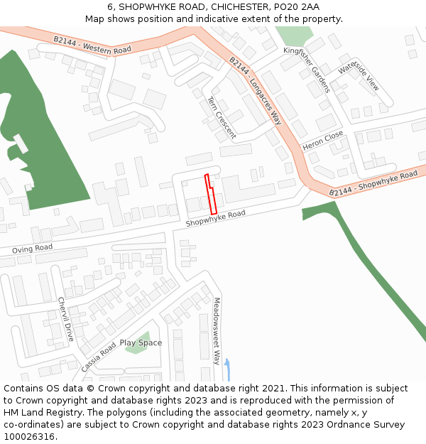 6, SHOPWHYKE ROAD, CHICHESTER, PO20 2AA: Location map and indicative extent of plot