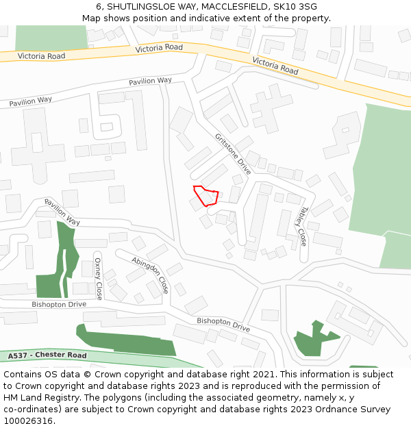 6, SHUTLINGSLOE WAY, MACCLESFIELD, SK10 3SG: Location map and indicative extent of plot
