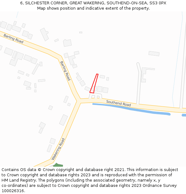 6, SILCHESTER CORNER, GREAT WAKERING, SOUTHEND-ON-SEA, SS3 0PX: Location map and indicative extent of plot