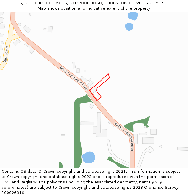 6, SILCOCKS COTTAGES, SKIPPOOL ROAD, THORNTON-CLEVELEYS, FY5 5LE: Location map and indicative extent of plot