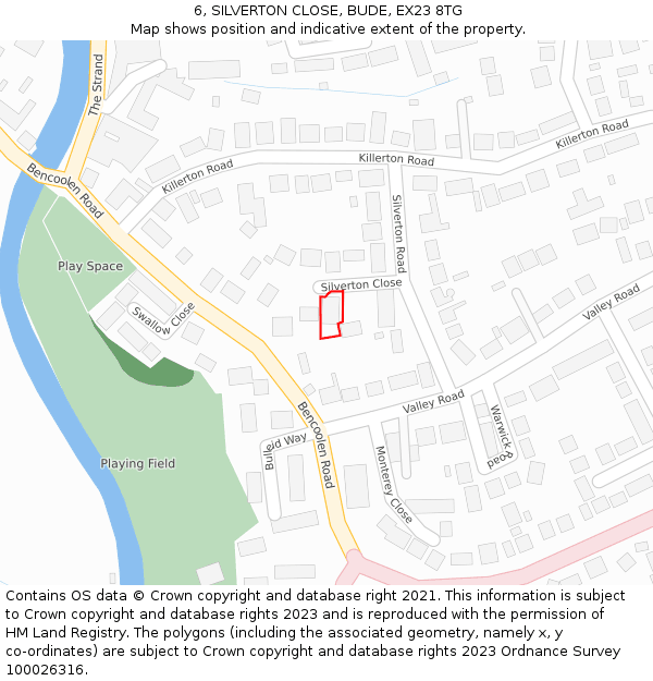 6, SILVERTON CLOSE, BUDE, EX23 8TG: Location map and indicative extent of plot