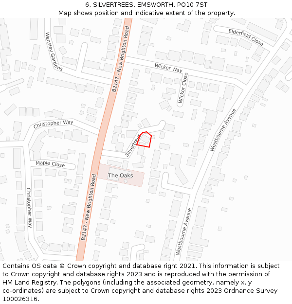 6, SILVERTREES, EMSWORTH, PO10 7ST: Location map and indicative extent of plot