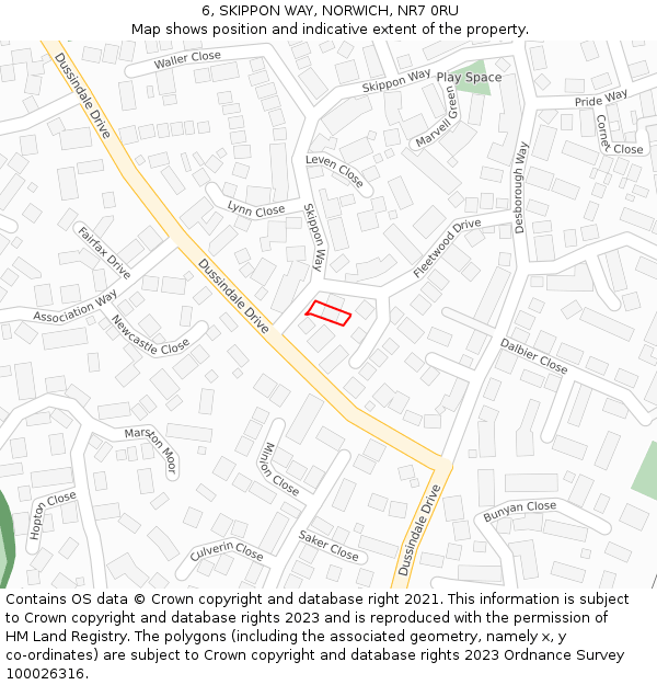 6, SKIPPON WAY, NORWICH, NR7 0RU: Location map and indicative extent of plot