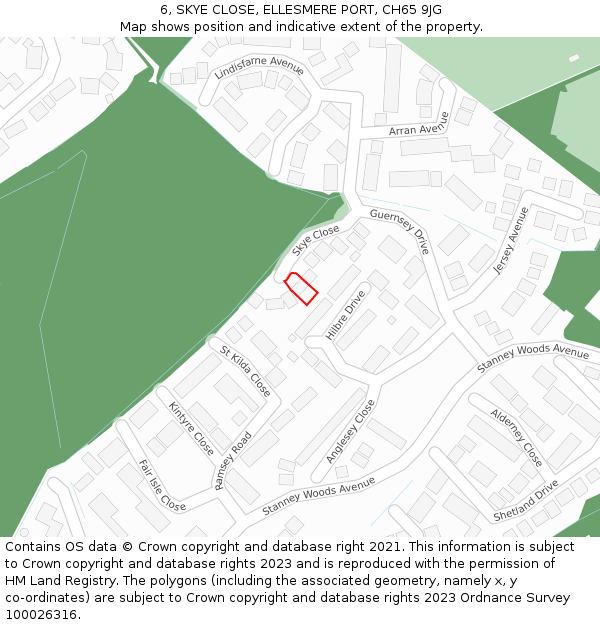 6, SKYE CLOSE, ELLESMERE PORT, CH65 9JG: Location map and indicative extent of plot