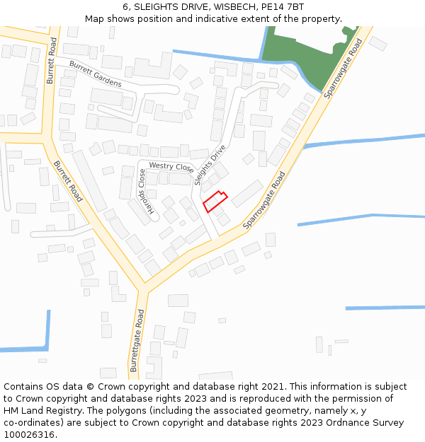 6, SLEIGHTS DRIVE, WISBECH, PE14 7BT: Location map and indicative extent of plot