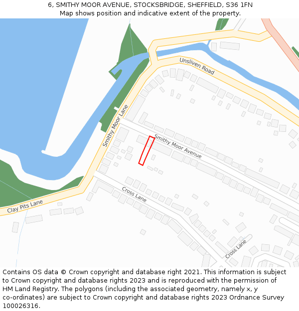 6, SMITHY MOOR AVENUE, STOCKSBRIDGE, SHEFFIELD, S36 1FN: Location map and indicative extent of plot