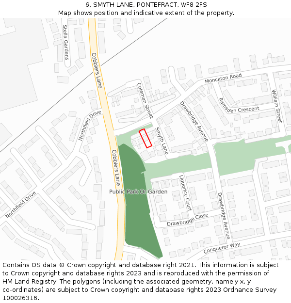 6, SMYTH LANE, PONTEFRACT, WF8 2FS: Location map and indicative extent of plot