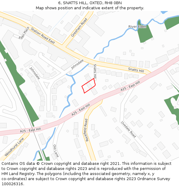 6, SNATTS HILL, OXTED, RH8 0BN: Location map and indicative extent of plot