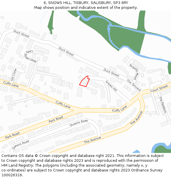 6, SNOWS HILL, TISBURY, SALISBURY, SP3 6RY: Location map and indicative extent of plot