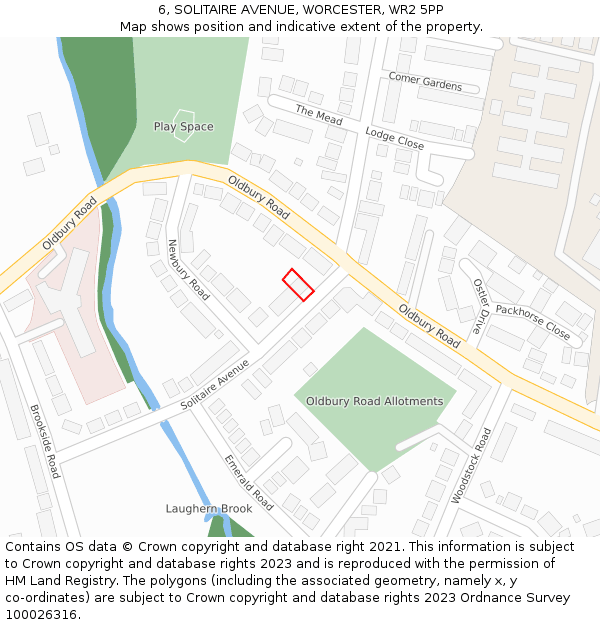 6, SOLITAIRE AVENUE, WORCESTER, WR2 5PP: Location map and indicative extent of plot