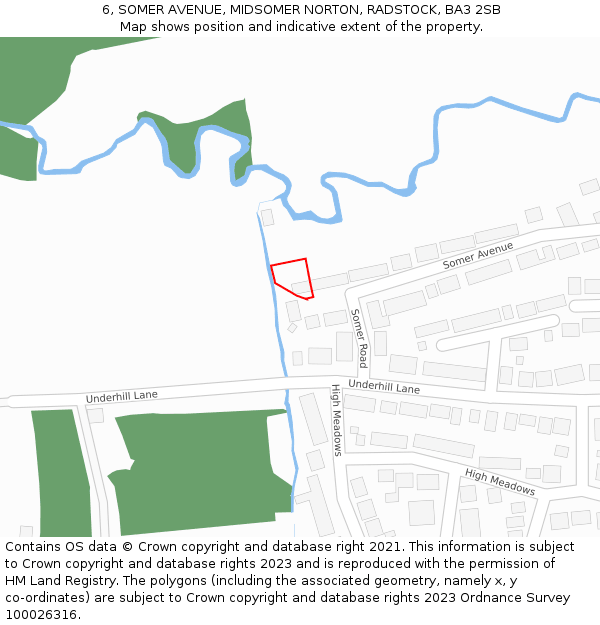 6, SOMER AVENUE, MIDSOMER NORTON, RADSTOCK, BA3 2SB: Location map and indicative extent of plot