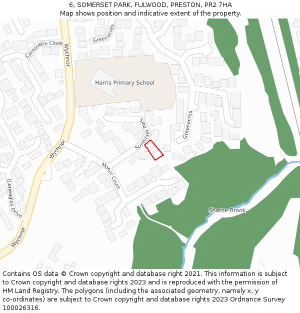 6, SOMERSET PARK, FULWOOD, PRESTON, PR2 7HA: Location map and indicative extent of plot