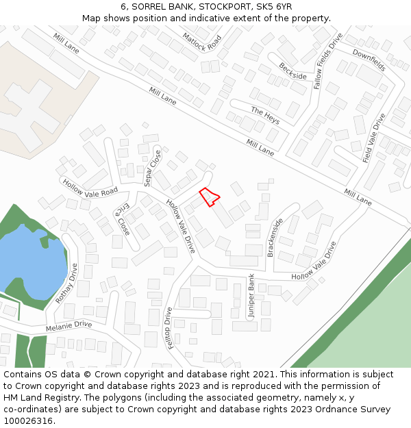 6, SORREL BANK, STOCKPORT, SK5 6YR: Location map and indicative extent of plot