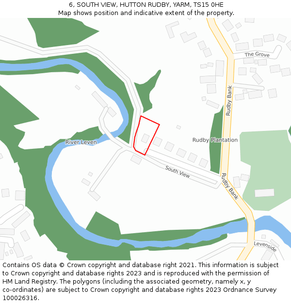 6, SOUTH VIEW, HUTTON RUDBY, YARM, TS15 0HE: Location map and indicative extent of plot