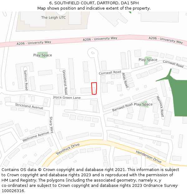6, SOUTHFIELD COURT, DARTFORD, DA1 5PH: Location map and indicative extent of plot