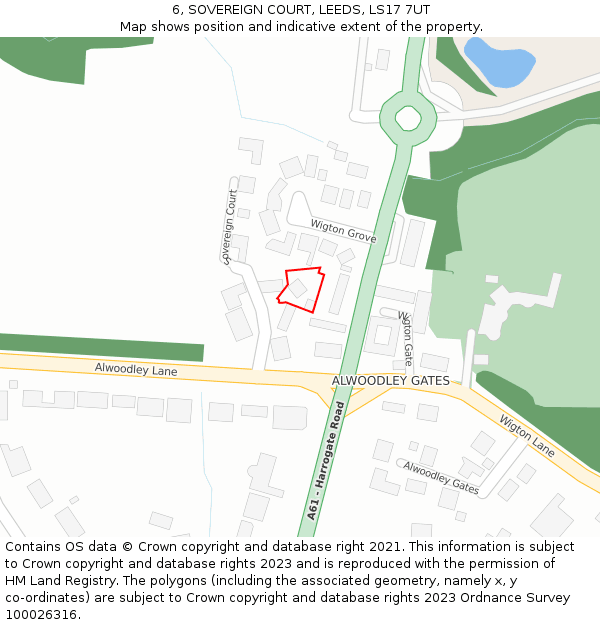6, SOVEREIGN COURT, LEEDS, LS17 7UT: Location map and indicative extent of plot