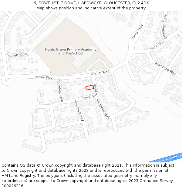 6, SOWTHISTLE DRIVE, HARDWICKE, GLOUCESTER, GL2 4DX: Location map and indicative extent of plot