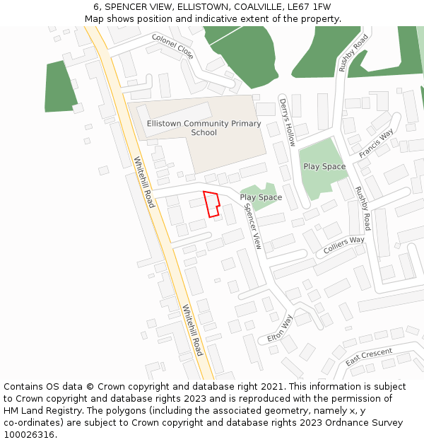 6, SPENCER VIEW, ELLISTOWN, COALVILLE, LE67 1FW: Location map and indicative extent of plot