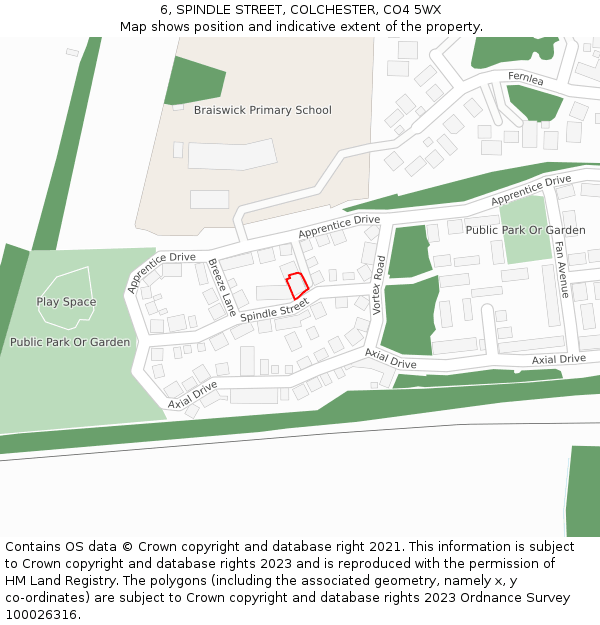 6, SPINDLE STREET, COLCHESTER, CO4 5WX: Location map and indicative extent of plot