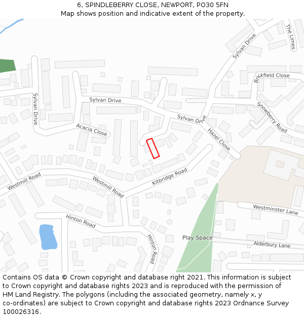 6, SPINDLEBERRY CLOSE, NEWPORT, PO30 5FN: Location map and indicative extent of plot