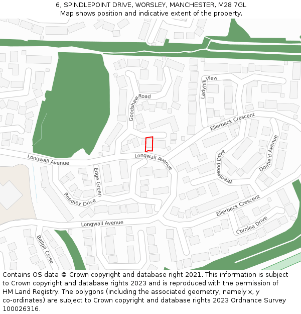 6, SPINDLEPOINT DRIVE, WORSLEY, MANCHESTER, M28 7GL: Location map and indicative extent of plot