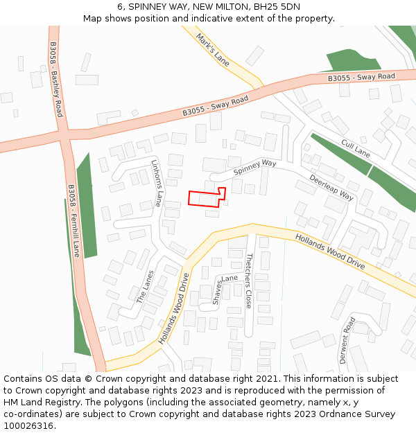 6, SPINNEY WAY, NEW MILTON, BH25 5DN: Location map and indicative extent of plot