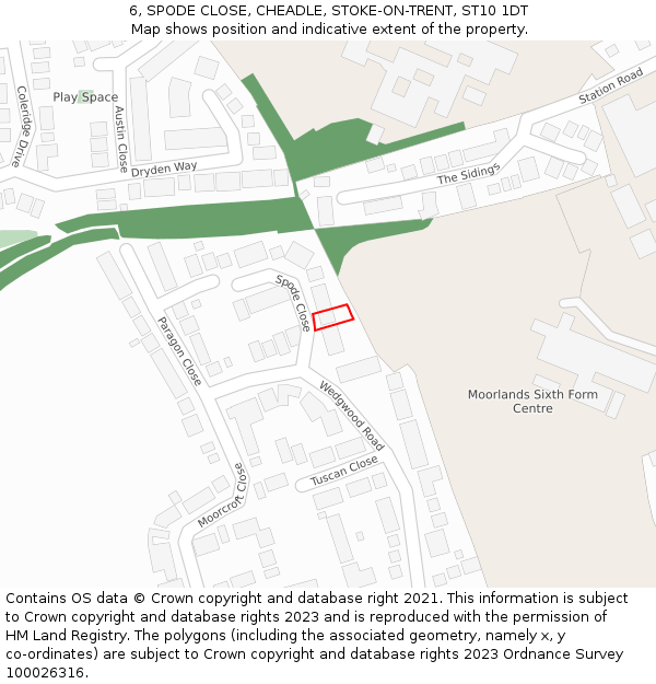 6, SPODE CLOSE, CHEADLE, STOKE-ON-TRENT, ST10 1DT: Location map and indicative extent of plot