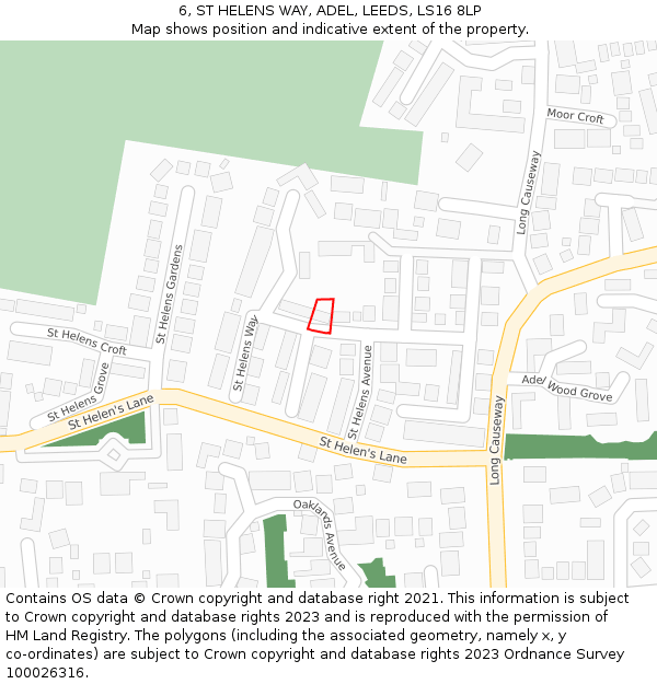 6, ST HELENS WAY, ADEL, LEEDS, LS16 8LP: Location map and indicative extent of plot