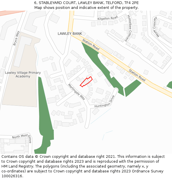 6, STABLEYARD COURT, LAWLEY BANK, TELFORD, TF4 2PE: Location map and indicative extent of plot