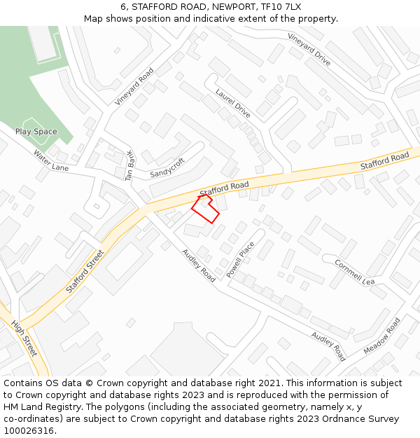 6, STAFFORD ROAD, NEWPORT, TF10 7LX: Location map and indicative extent of plot