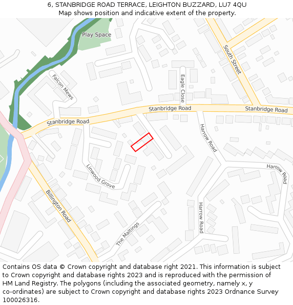 6, STANBRIDGE ROAD TERRACE, LEIGHTON BUZZARD, LU7 4QU: Location map and indicative extent of plot