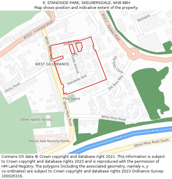 6, STANDSIDE PARK, SKELMERSDALE, WN8 8BH: Location map and indicative extent of plot