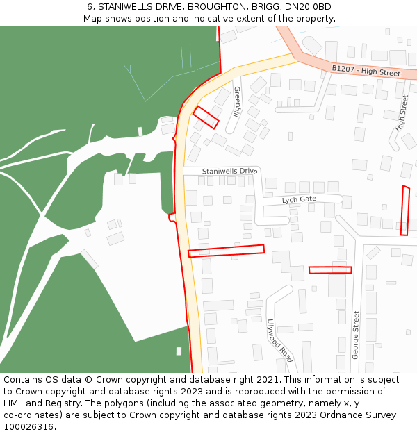 6, STANIWELLS DRIVE, BROUGHTON, BRIGG, DN20 0BD: Location map and indicative extent of plot