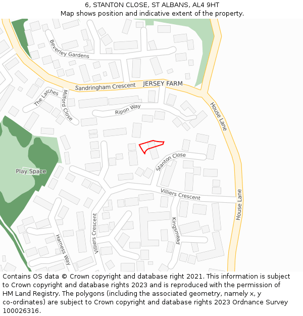 6, STANTON CLOSE, ST ALBANS, AL4 9HT: Location map and indicative extent of plot