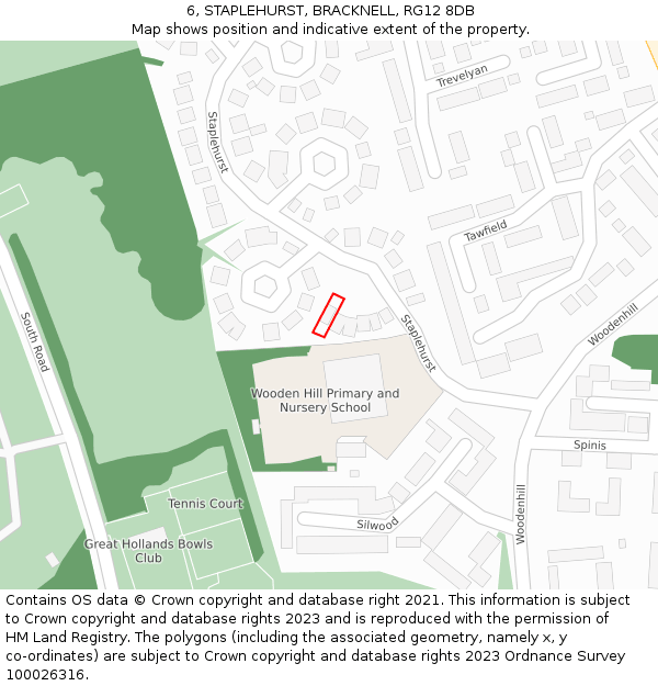 6, STAPLEHURST, BRACKNELL, RG12 8DB: Location map and indicative extent of plot
