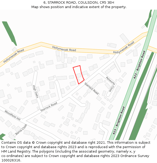 6, STARROCK ROAD, COULSDON, CR5 3EH: Location map and indicative extent of plot