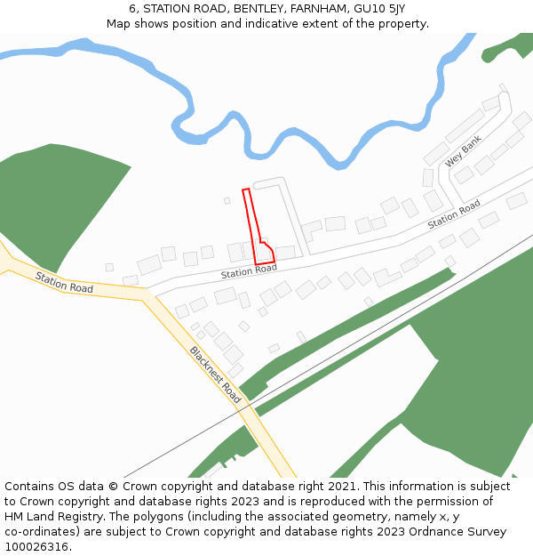 6, STATION ROAD, BENTLEY, FARNHAM, GU10 5JY: Location map and indicative extent of plot