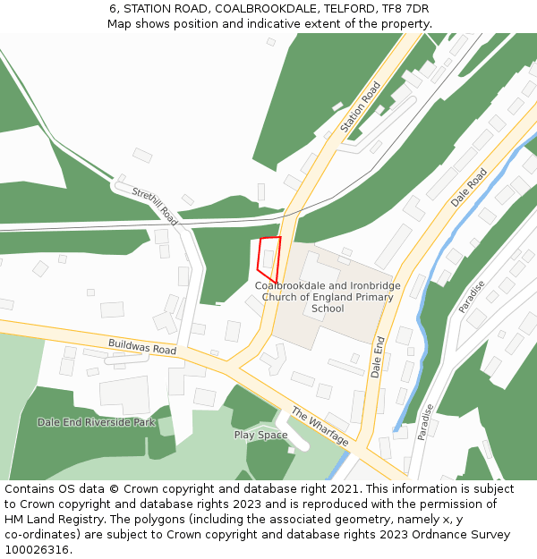 6, STATION ROAD, COALBROOKDALE, TELFORD, TF8 7DR: Location map and indicative extent of plot
