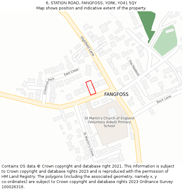 6, STATION ROAD, FANGFOSS, YORK, YO41 5QY: Location map and indicative extent of plot