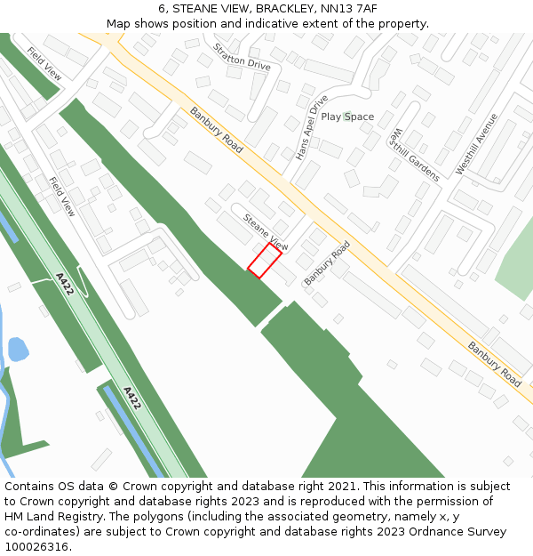 6, STEANE VIEW, BRACKLEY, NN13 7AF: Location map and indicative extent of plot