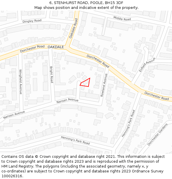 6, STENHURST ROAD, POOLE, BH15 3DF: Location map and indicative extent of plot