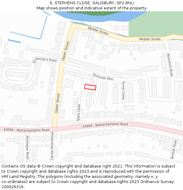 6, STEPHENS CLOSE, SALISBURY, SP2 8NU: Location map and indicative extent of plot