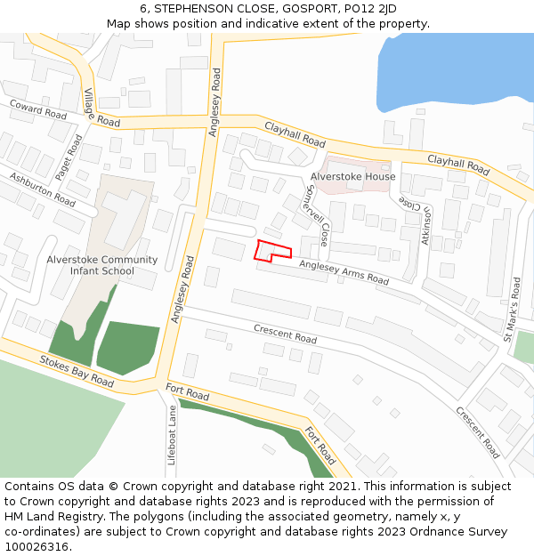 6, STEPHENSON CLOSE, GOSPORT, PO12 2JD: Location map and indicative extent of plot