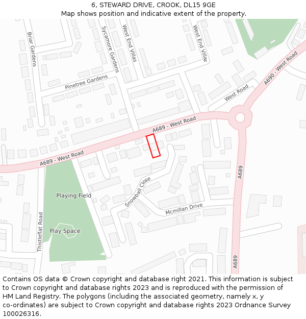 6, STEWARD DRIVE, CROOK, DL15 9GE: Location map and indicative extent of plot