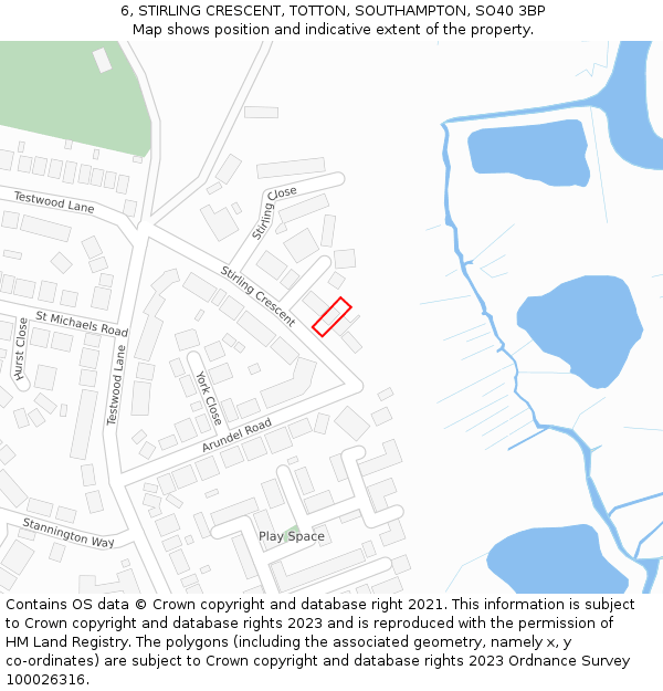 6, STIRLING CRESCENT, TOTTON, SOUTHAMPTON, SO40 3BP: Location map and indicative extent of plot