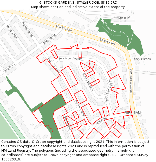 6, STOCKS GARDENS, STALYBRIDGE, SK15 2RD: Location map and indicative extent of plot