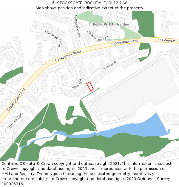 6, STOCKSGATE, ROCHDALE, OL12 7LW: Location map and indicative extent of plot