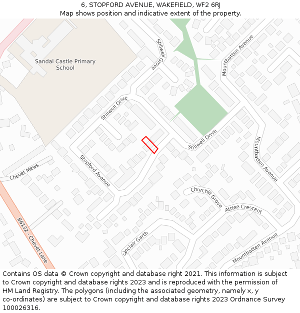 6, STOPFORD AVENUE, WAKEFIELD, WF2 6RJ: Location map and indicative extent of plot