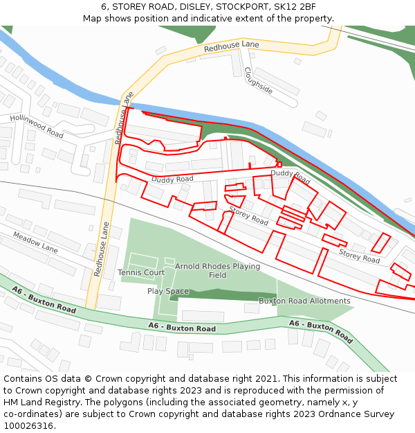 6, STOREY ROAD, DISLEY, STOCKPORT, SK12 2BF: Location map and indicative extent of plot